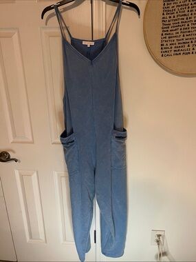 Ces Femme Light Blue Sleeveless Pocket Jumpsuit